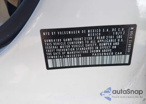 2018 Volkswagen Jetta 1.4T Se/1.4T Wolfsburg Edition from USA, damaged, VIN 3VWDB7AJ1JM238396